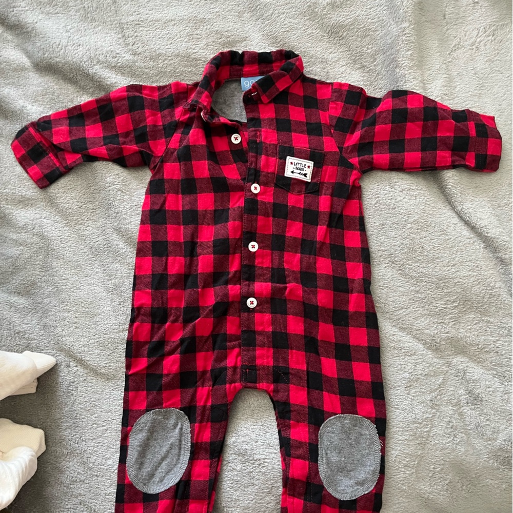 Good Lad Red and Black Plaid Onesie